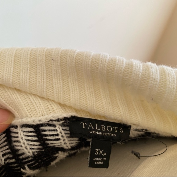 Talbots 3XP Black and White Patterned Sweater - Picture 4 of 4